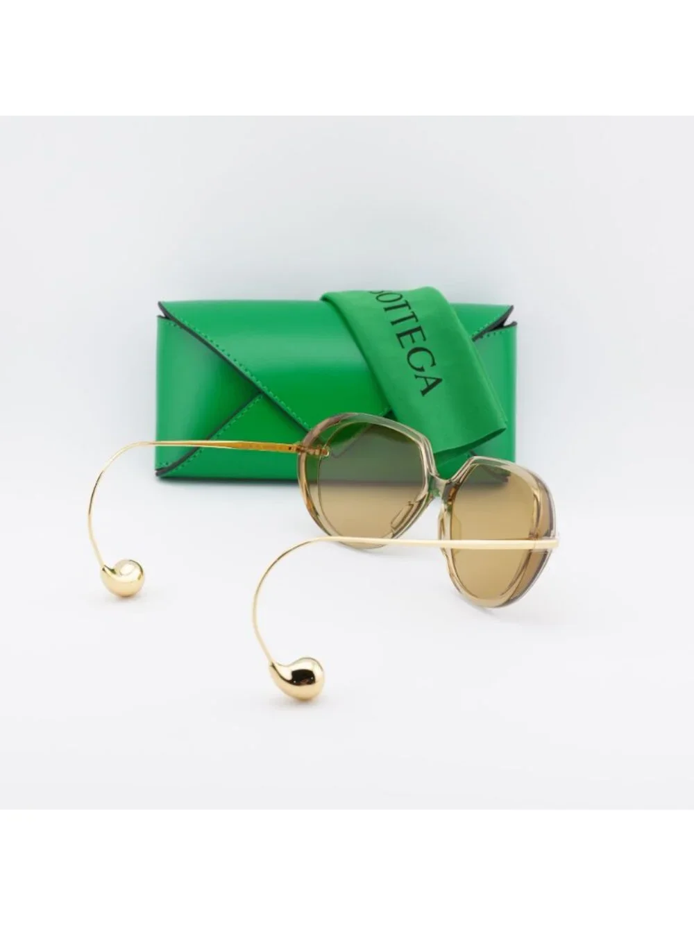 Bottega Veneta BV1436S 004 Square Sunglasses - Shiny Transparent Yellow/Gold
